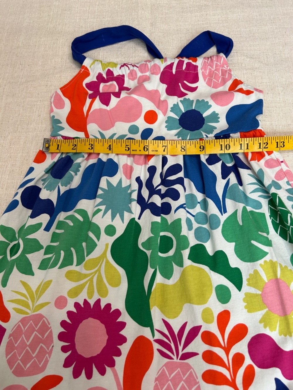 Mini Boden Dress Kids 8/9 Tropical Floral Summer Tiered Vibrant Crossback Beach - Picture 10 of 14